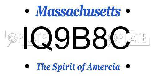 IQ9B8C Massachusetts License Plate
