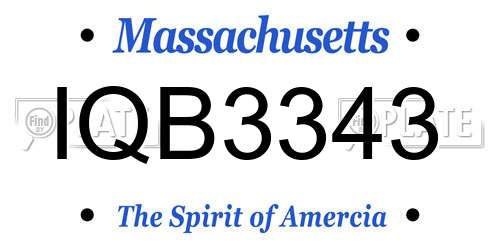 IQB3343 Massachusetts License Plate