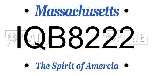IQB8222 Massachusetts License Plate