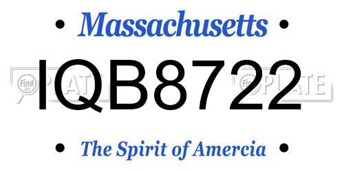 IQB8722 Massachusetts License Plate