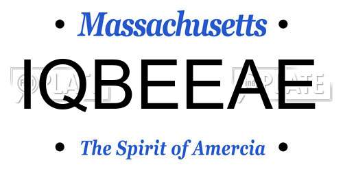 IQBEEAE Massachusetts License Plate