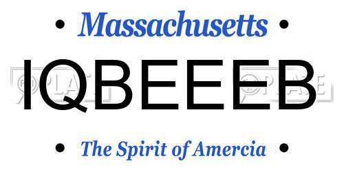 IQBEEEB Massachusetts License Plate