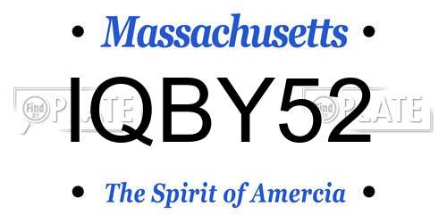 IQBY52 Massachusetts License Plate