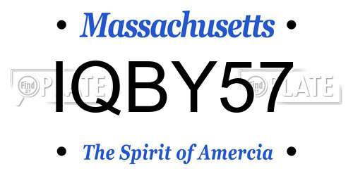 IQBY57 Massachusetts License Plate