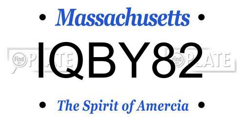 IQBY82 Massachusetts License Plate