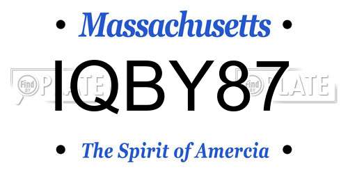 IQBY87 Massachusetts License Plate