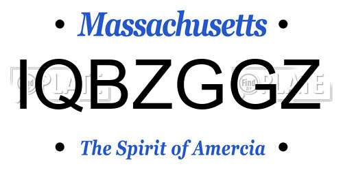 IQBZGGZ Massachusetts License Plate