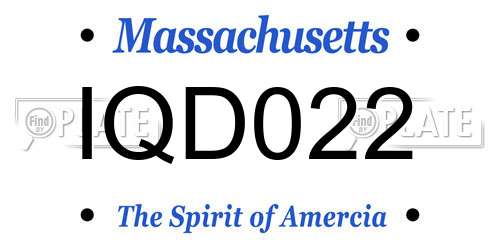 IQD022 Massachusetts License Plate