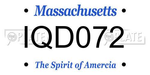IQD072 Massachusetts License Plate