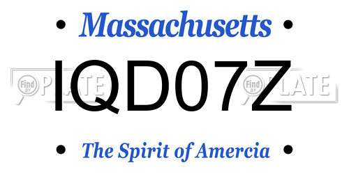 IQD07Z Massachusetts License Plate