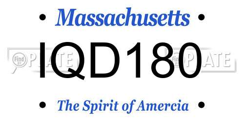 IQD180 Massachusetts License Plate