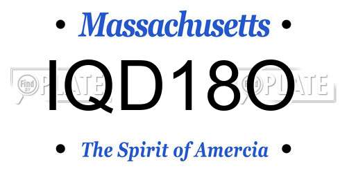 IQD18O Massachusetts License Plate