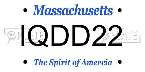 IQDD22 Massachusetts License Plate