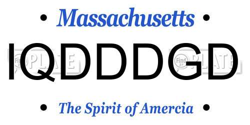 IQDDDGD Massachusetts License Plate
