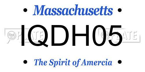 IQDH05 Massachusetts License Plate