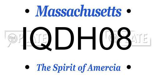 IQDH08 Massachusetts License Plate