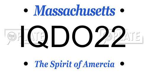 IQDO22 Massachusetts License Plate