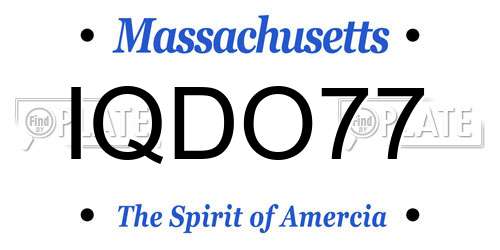 IQDO77 Massachusetts License Plate