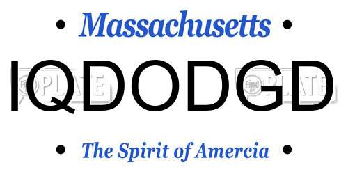 IQDODGD Massachusetts License Plate