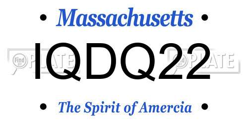 IQDQ22 Massachusetts License Plate