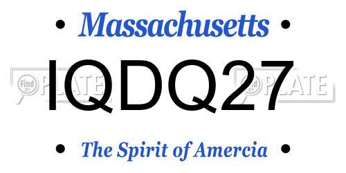 IQDQ27 Massachusetts License Plate