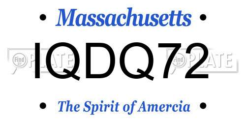 IQDQ72 Massachusetts License Plate