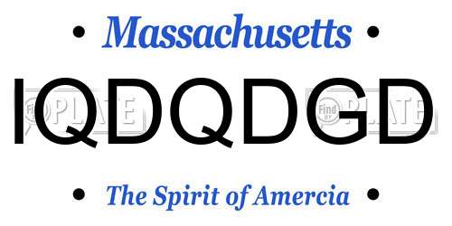 IQDQDGD Massachusetts License Plate