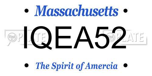 IQEA52 Massachusetts License Plate