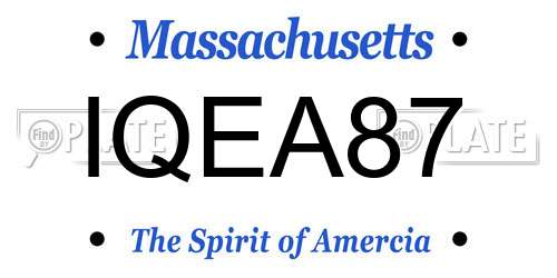IQEA87 Massachusetts License Plate