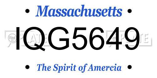 IQG5649 Massachusetts License Plate
