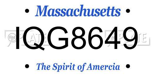 IQG8649 Massachusetts License Plate