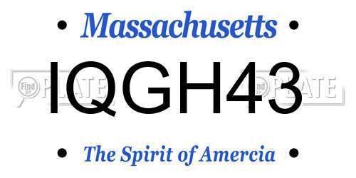 IQGH43 Massachusetts License Plate