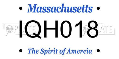IQH018 Massachusetts License Plate