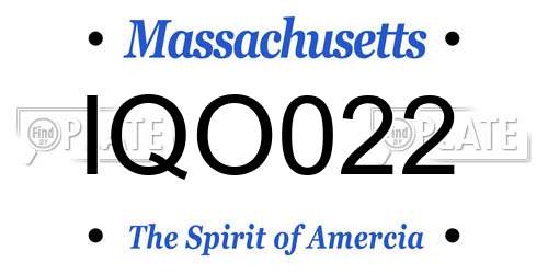 IQO022 Massachusetts License Plate