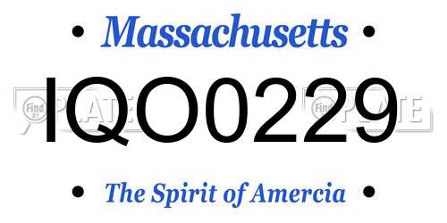 IQO0229 Massachusetts License Plate