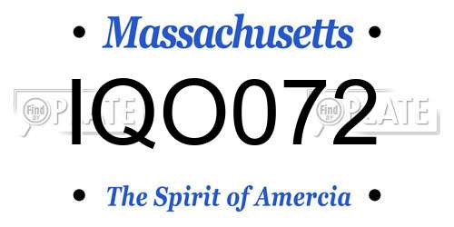IQO072 Massachusetts License Plate