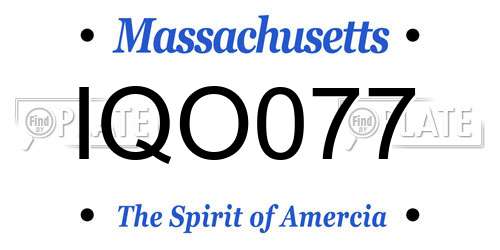 IQO077 Massachusetts License Plate