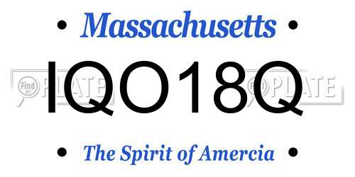 IQO18Q Massachusetts License Plate