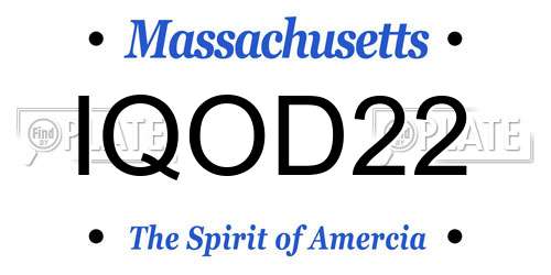 IQOD22 Massachusetts License Plate