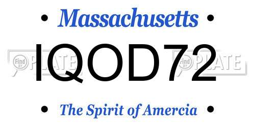 IQOD72 Massachusetts License Plate