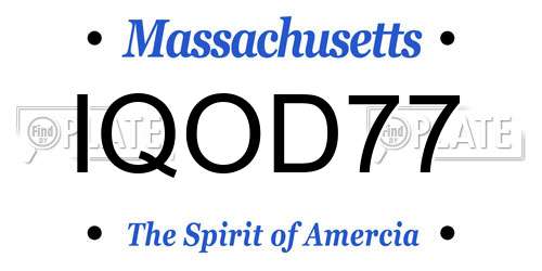 IQOD77 Massachusetts License Plate