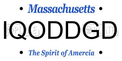 IQODDGD Massachusetts License Plate
