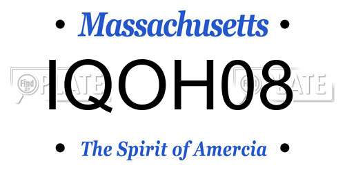 IQOH08 Massachusetts License Plate