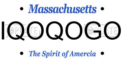 IQOQOGO Massachusetts License Plate