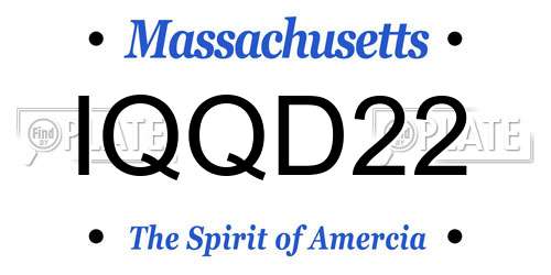 IQQD22 Massachusetts License Plate