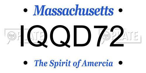 IQQD72 Massachusetts License Plate