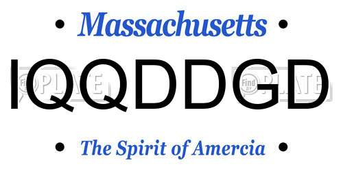 IQQDDGD Massachusetts License Plate