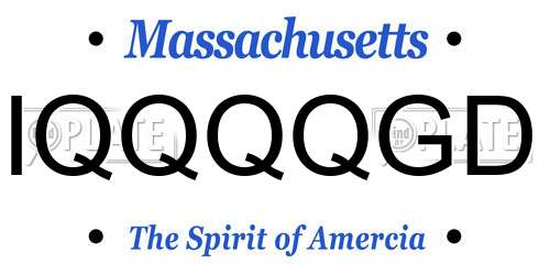 IQQQQGD Massachusetts License Plate