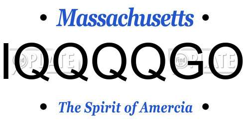 IQQQQGO Massachusetts License Plate
