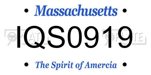 IQS0919 Massachusetts License Plate